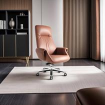 Willy-style Light Lavish Luxury Owner Office Chair Genuine Leather Large Class Chair Comfort Lounge Chair Comfort Book Room Computer Chair