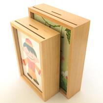 Wooden creative multifunctional childrens piggy bank wooden desktop 6 inches 7 inches iron family photo album pvc photo frame