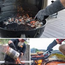 Aluminum foil welding gloves heat-insulating anti-scalding barbecue gloves high-temperature resistant cowhide welding gloves labor protection gloves