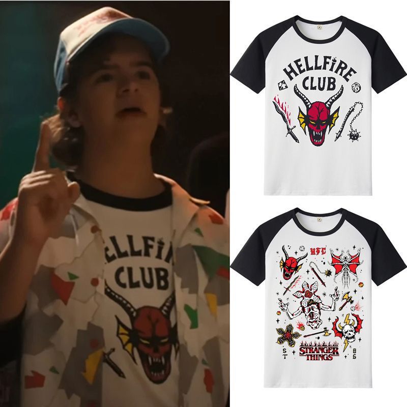 Stranger Things Style Short-Sleeve T-Shirt Hellfire Club Collaboration Half-Sleeve Couple's Outfit Printed Round-Neck Men's Clothing Stranger Things Style Short-Sleeve T-Shirt Hellfire Club Collaboration Half-Sleeve Couple's Outfit Printed Round-Neck Men's Clothing