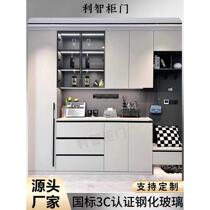 Minimalist and light luxury tempered glass wine cabinet door custom-made narrow-edge aluminum alloy frame bookcase wardrobe door sideboard door custom-made