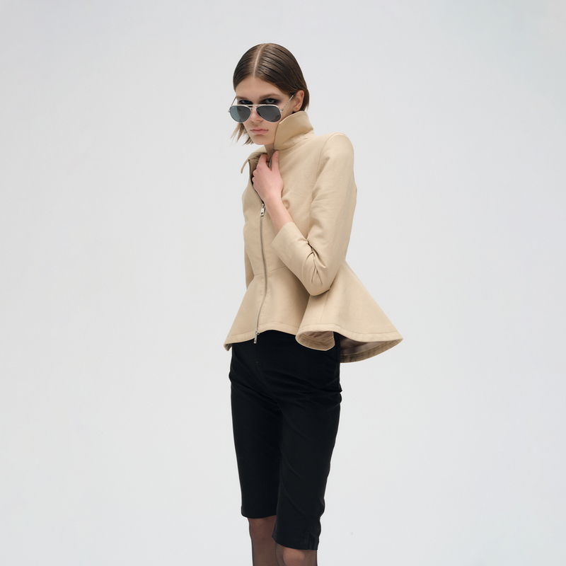Statementcode Shoulder-Padded, Waist-Cinching, Umbrella-Shaped Zip-Up Jacket, Long-Sleeved, Stand-Up Collar, Fashionable Slim-Fit Short Coat Statementcode Shoulder-Padded, Waist-Cinching, Umbrella-Shaped Zip-Up Jacket, Long-Sleeved, Stand-Up Collar, Fashionable Slim-Fit Short Coat