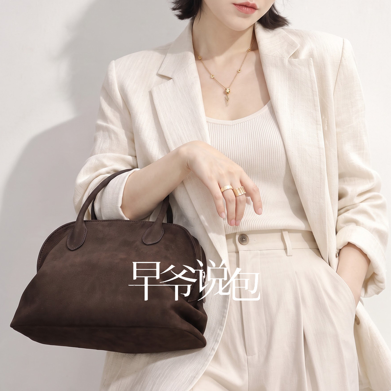 Zaoye Said the Imported Nubuck Leather Bowling Bag Agnes Is Made of Brushed Cowhide, Shell Bag, Commuter Bag, 26 Autumn and Winter Zaoye Said the Imported Nubuck Leather Bowling Bag Agnes Is Made of Brushed Cowhide, Shell Bag, Commuter Bag, 26 Autumn and Winter