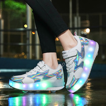 Child Riot Walking Shoes Double Wheel Miya Honeyja Detachable Boy Teen Charging Girl Seven Colorful Luminous Wheels Sliding Shoes