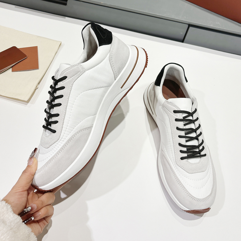 Channel Top L/P Men's Sneakers Genuine Leather Old Money British Tech Fabric Casual Comfortable Waterproof Shock-Absorbing Running Shoes