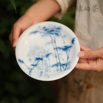 Banniangs Tea Jingdezhen High Temperature Porcelain Pure Hand-Painted Blue and White Shoushan Stone Bamboo Pot with Diameter 15cm bn022