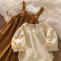 2024 spring and summer retro French style petite suspender skirt for women niche fashion shirt two-piece suit trendy