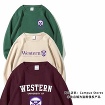 Western University souvenir Western sweatshirt round neck plus velvet thick spring autumn winter mens and womens peripheral school uniforms