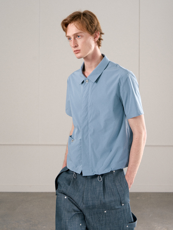 Conchoboe/Pocket Shirt/Single-Pocket Workwear Drawstring Short-Sleeve Shirt Conchoboe/Pocket Shirt/Single-Pocket Workwear Drawstring Short-Sleeve Shirt