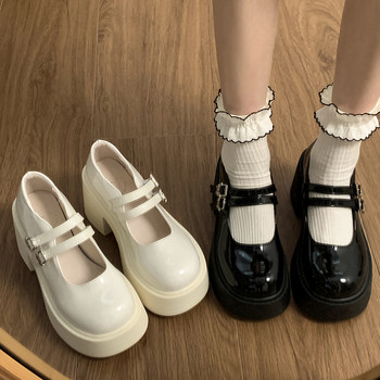French-Style Mary Jane Leather Shoes for Women 2026 New Spring and Autumn Versatile Jk Single Strap Thick-Soled Chunky High-Heeled Shoes