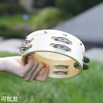Customized Orff percussion instrument 6-inch double-layer wooden hand tambourine kindergarten dance tambourine childrens hand clap