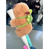 Kapibala Badminton Racket Decorative Grip Creative Capybara Cartoon Plush Doll Tennis Racket Doll Gift