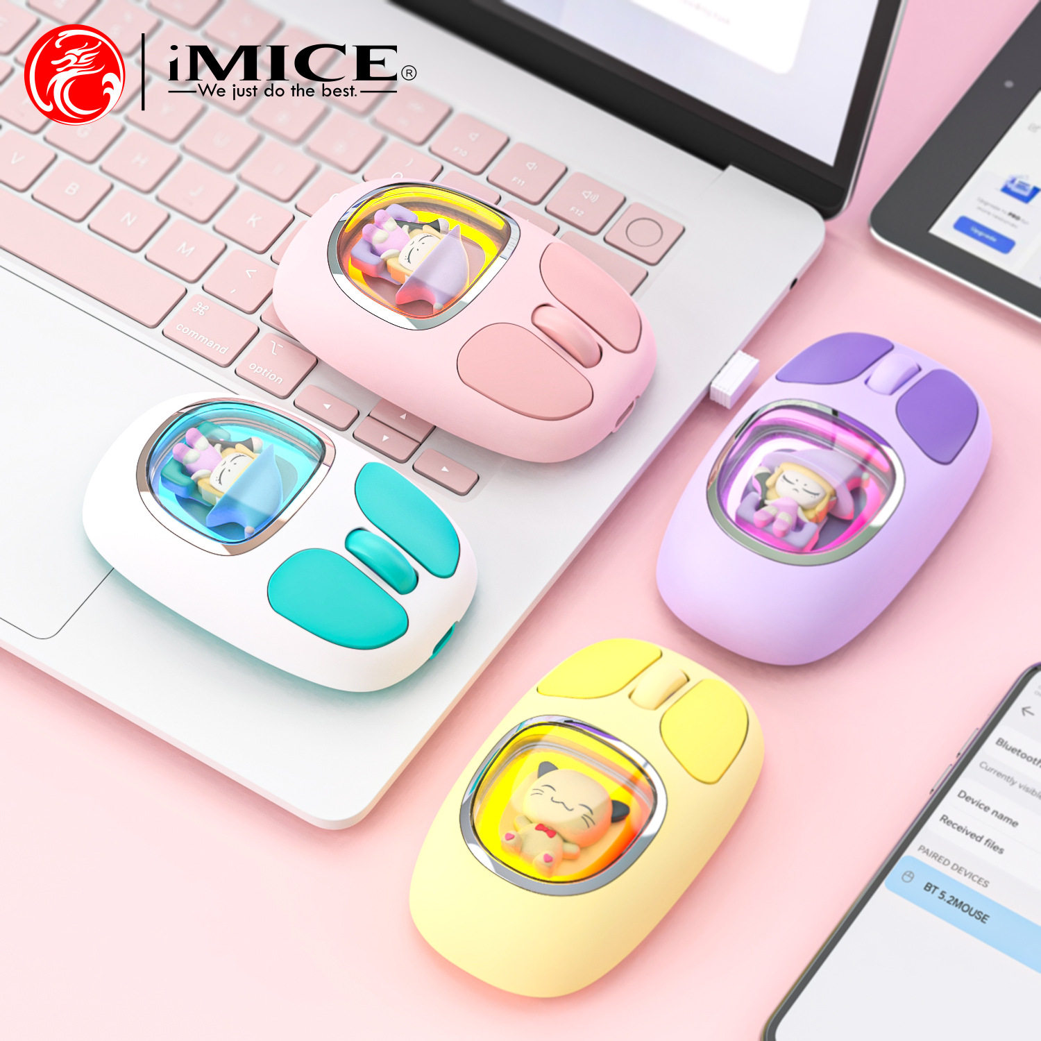 Cute Doll Bluetooth Wireless Mouse, Rechargeable and Silent, Suitable for Lenovo, Asus, Hp, Xiaomi, Huawei Laptops