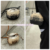 LOEWE Basket Honeycomb Bucket Bag Raffia Straw Bag Shoulder Crossbody Womens Bag