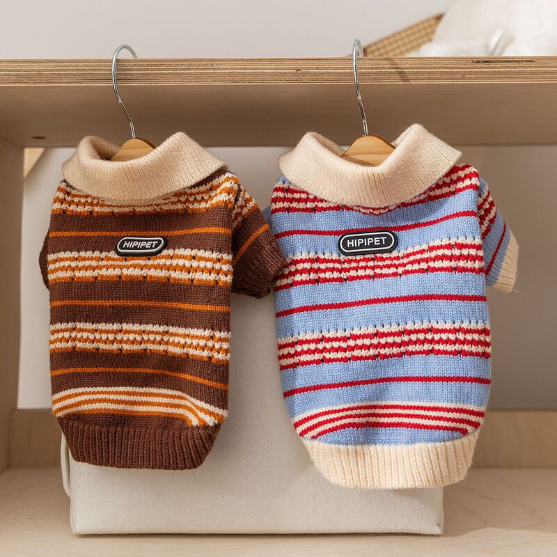 Pet Sweater New Style Dog Clothes Classic Color-Block Polo Collar Knitwear Teddy Bichon Pet Clothing Pet Sweater New Style Dog Clothes Classic Color-Block Polo Collar Knitwear Teddy Bichon Pet Clothing