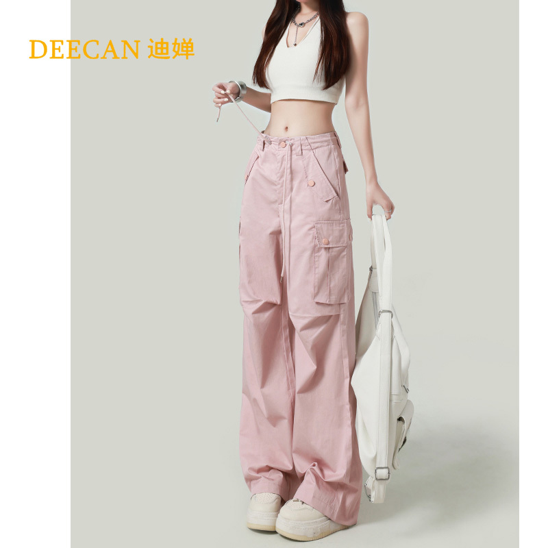 American Retro High Street Parachute Cargo Pants for Women, 2026 Summer New Slim-Fit Petite Casual Straight-Leg Pants