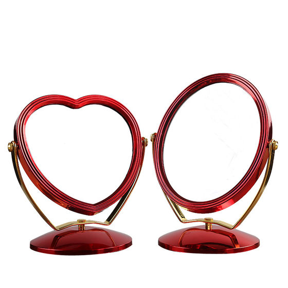 结婚梳妆镜台式欧式双面结婚镜子红色新娘嫁妆化妆镜陪嫁婚庆用品