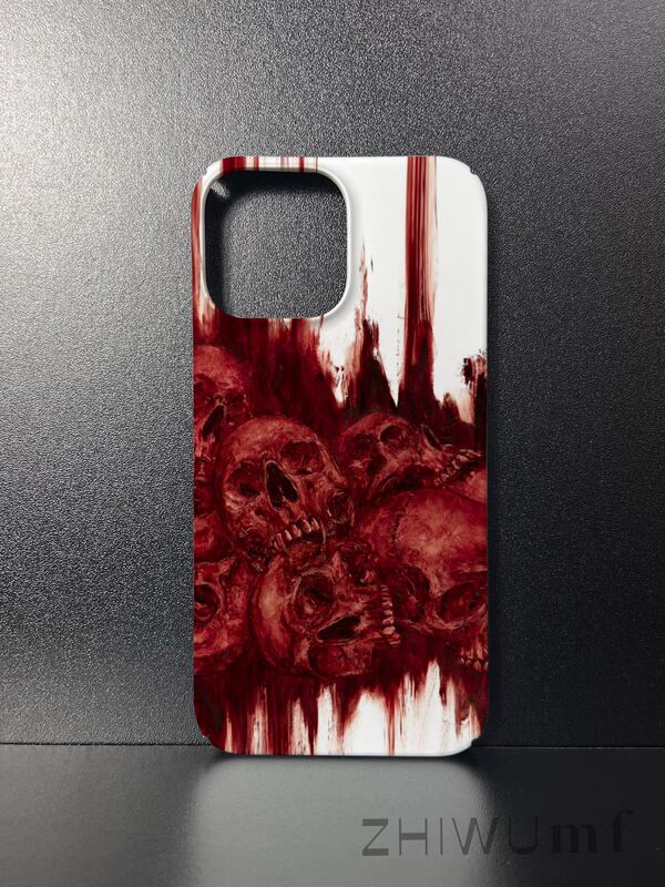 Zhiwu•Mf Original New Product•「Qiegu Hin」 iPhone Apple Android Skull Red Niche Dark High-End Creative Hand-Drawn Art Personalized Film Hard Phone Case