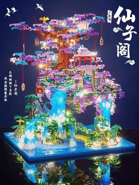 Fairy Pavilion Building Blocks 2026 New Model Peach Blossom Pond Architecture High-Difficulty Assembly Toy for Adults, Gift for Boys and Girls
