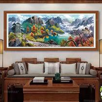 Cross stitch close to mountains and rivers simple cornucopia living room landscape painting large thread embroidery