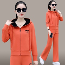 Sportswear set for women spring and autumn 2022 new style large size hooded sweatshirt womens casual fashion two-piece set autumn