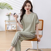 A complete set of fashionable casual sportswear suits for summer 2024 new womens clothing slightly fat age-reducing beautiful and fashionable