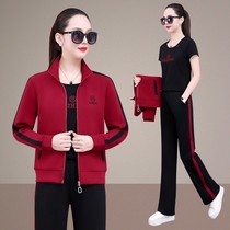 Open collar shirt 2024 new sportswear suit womens spring and autumn fashionable style sweatshirt loose age-reducing three-piece set