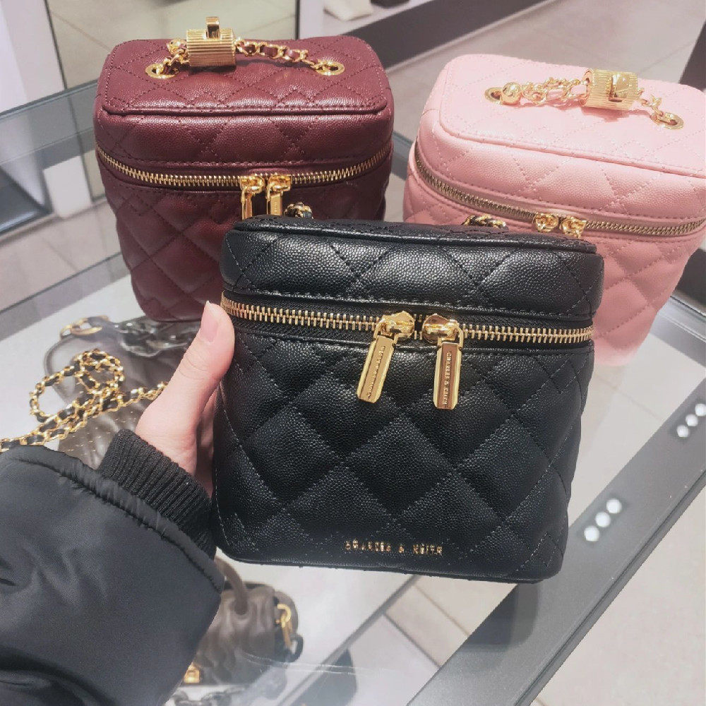 2023 new small CK ladies bag rhombus chain single shoulder slanted satchel jewellery box bag 100 lap zipped makeup bag-Taobao