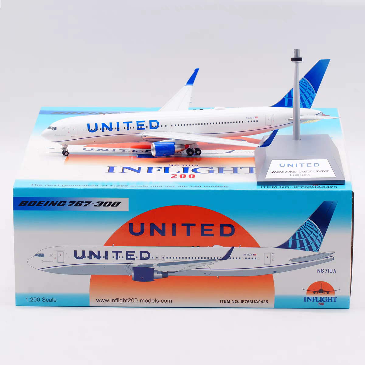 航空機・ヘリコプター Inflight 1:200 B767-300 N671UA Inflight 1/200 United Airlines Boeing 767-300 N671UA