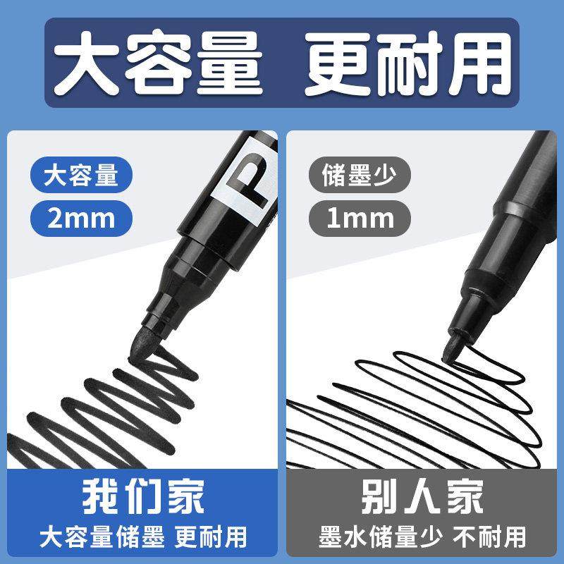 Oil-Based Marker Pen, Black Oil-Based Pen, Outline Pen, Blue and Red, Waterproof, Non-Fading, Construction Site-Specific, Large Tip Pen, Non-Erasable, Thick Tip Marker, Courier and Logistics Marking Pen, Black Pen