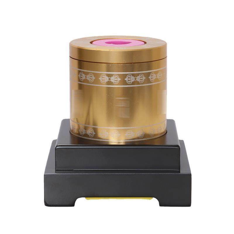 Hand-Cranked Electric Base, Hand-Held Prayer Wheel, Alloy Base, Automatic Rotating Tibetan Home Furnishings and Crafts