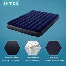 INTEX64759 Blue flocked cord pull double inflatable bed flocked tent camping air mattress