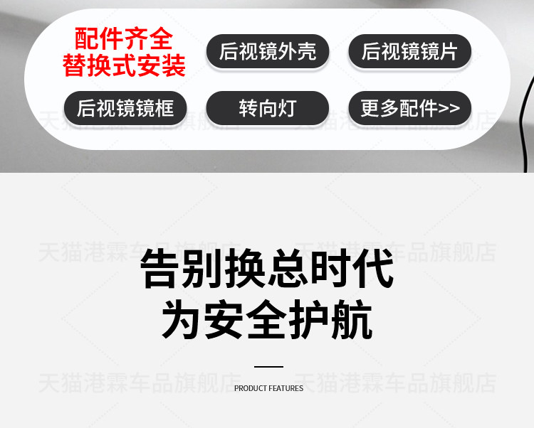 Suitable for Roewe I5 Rearview Mirror Housing, I5Ei5 Reversing Mirror Shell, Rear Cover, Reflective Lens Frame, Turn Signal Light Base Shell