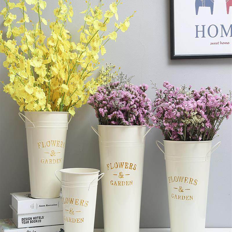 Nordic Wind Home Wake Flowers Buckets Flowers Flowers Buckets of Accessories Tin Barrel Creative water Iron Bucket Large Vase Iron Basin-Taobao
