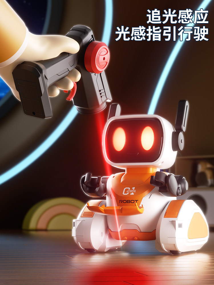 2025 New Smart Robot Advanced Black Technology Light-Chasing Delivery Car Charging Toy for Boys and Children Gift