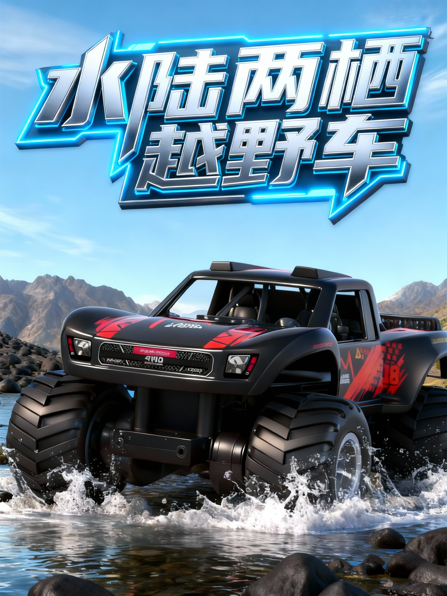 Amphibious Remote Control Car Four-Wheel Drive Off-Road Vehicle Rechargeable Drifting Racing Car Children's Boys Remote Control Car Toy