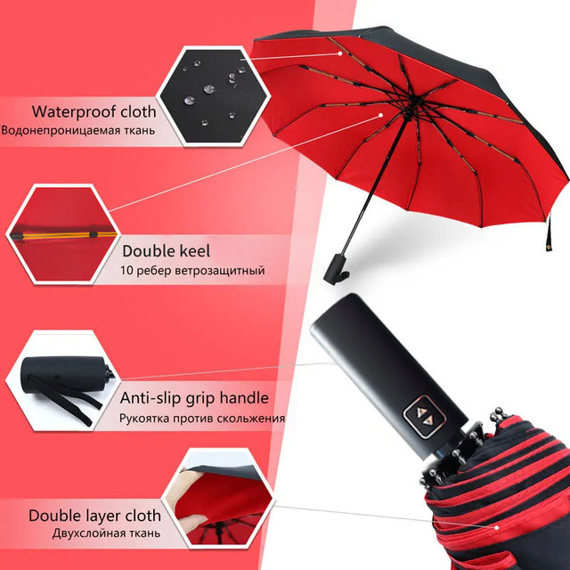 New Product: Fully Automatic Wind-Resistant Sun Umbrella with Ten Ribs, Double-Layer Business Umbrella for Sun and Rain, Simple Large Size 70% off Sunshade Umbrella