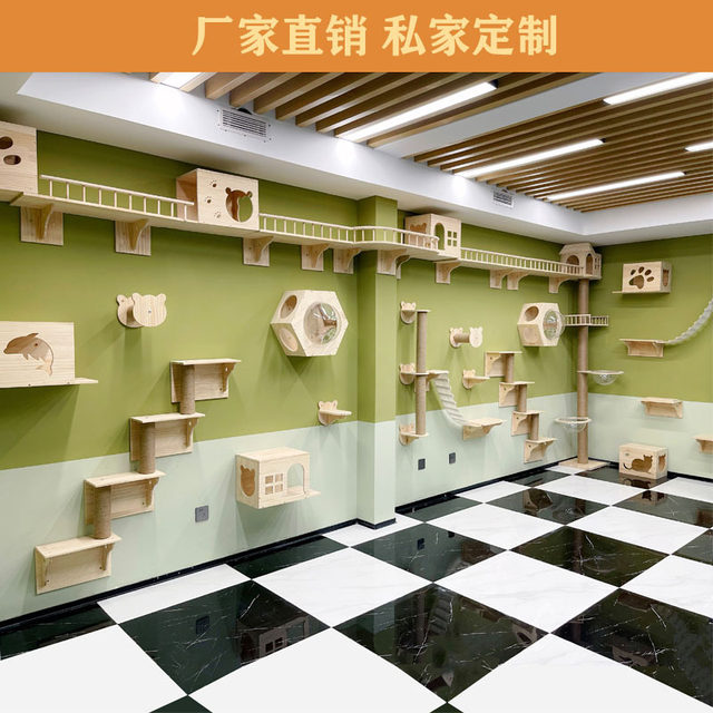 Wall-Mounted Solid Wood Cat Climbing Frame, Wall-Mounted Cat Toy, Large Space Capsule, Sky-High Cat Jumping Platform, Scratching Post