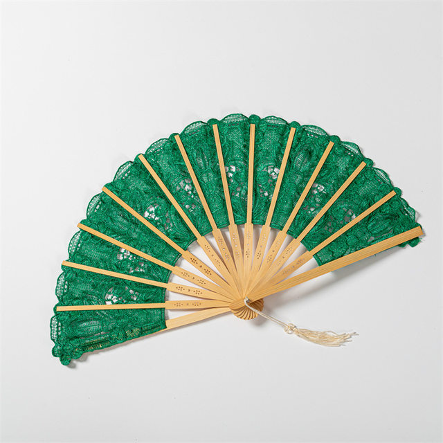 Lace Embroidered Lace Fan with Hollow Design, Vintage European-Style Court Fan, 23cm Folding Bamboo Fan, Dance Prop Performance Fan