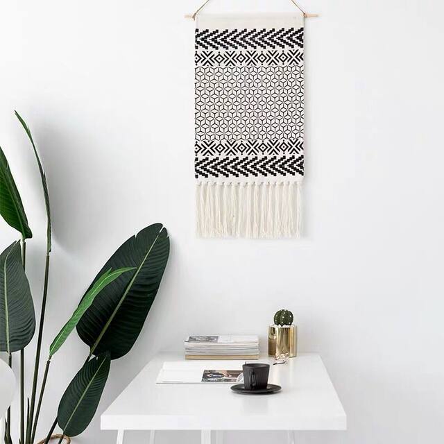 ins Scandinavian Tapestry Decorative Hanging Cloth Tassel Hand-Woven Cotton Hanging Painting Bedroom Living Room Meter Box Background Wall Cloth