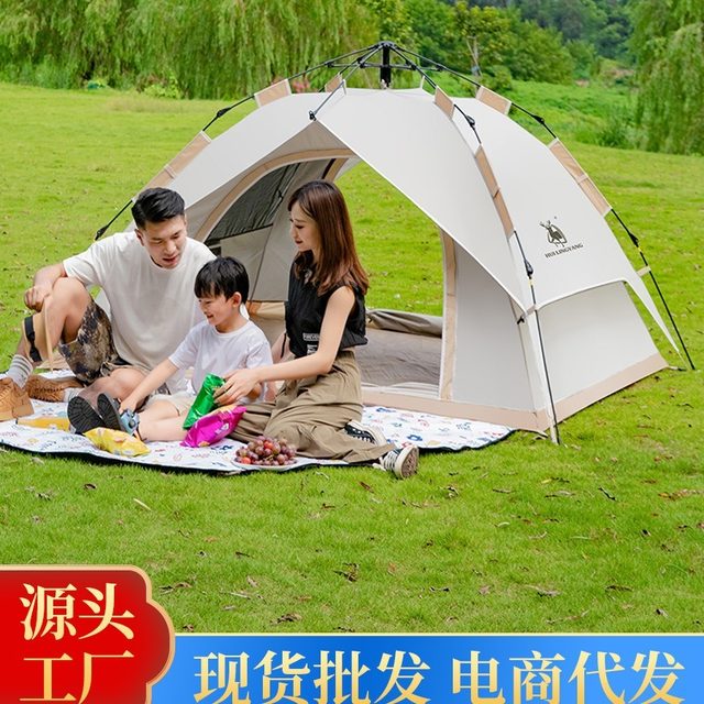 3-4 Person Four-Season Double-Layer Portable Folding Automatic Quick-Open Rainproof Outdoor Camping Tent