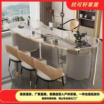 Light luxury slate large tea table high-end modern simple office tea making table multi-functional storage tea table and chair combination
