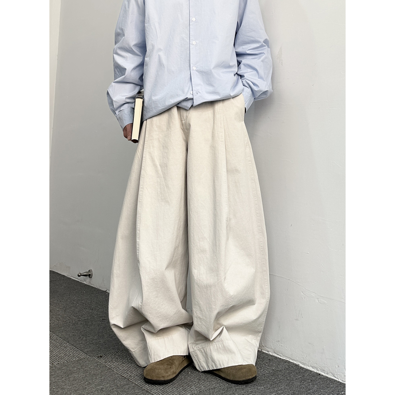 Secondary Japanese-Style Drapey Versatile Wide-Leg Pants for Men and Women, Loose Fit, Slimming, Simple, All-Season Silhouette Casual Pants