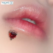 Love three-color lip nail ear bone nail titanium steel hot girl niche ins claw stone zircon peach heart cute piercing jewelry