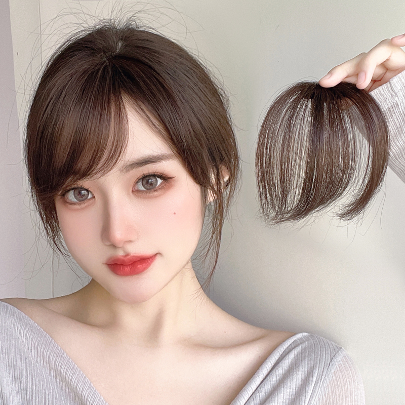 Real Hair Side Bangs Hairpiece for Women, Natural Forehead Air Bangs Hairpiece, Seamless Fake Bangs Hairpiece, Head Curtain Bangs Real Hair Side Bangs Hairpiece for Women, Natural Forehead Air Bangs Hairpiece, Seamless Fake Bangs Hairpiece, Head Curtain Bangs