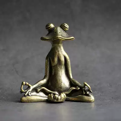 Solid pure brass office desktop small ornaments Ancient frog incense plug copper tea pet jewelry craft gift handle play pieces