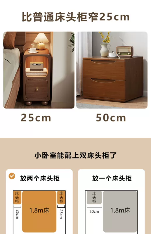 tab đầu giường màu trắng Bàn đầu giường nhỏ bằng gỗ nguyên khối cực hẹp Tủ mini siêu hẹp 2024 phong cách mới đơn giản, hiện đại tại nhà Phòng ngủ Tủ đầu giường tủ đầu giường tap dau giuong dep