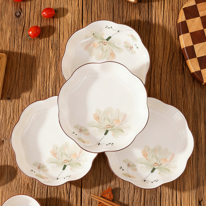 Songchang Ceramic Dish Plate 2025 New Tableware Set High-End Household Bowls and Plates Housewarming Gift Chinese-Style Stir-Fry Plate Songchang Ceramic Dish Plate 2025 New Tableware Set High-End Household Bowls and Plates Housewarming Gift Chinese-Style Stir-Fry Plate