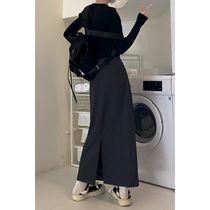 2024 suit skirts for women high-waisted slimming versatile long skirts for spring and autumn designed back slit skirts