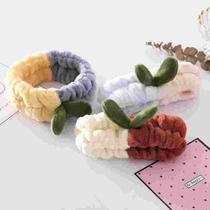 Budding Korean version fresh and cute washing face hair stirrup Makeup Coated film bouquet with bath head Accessories Collage plush hair stirrup